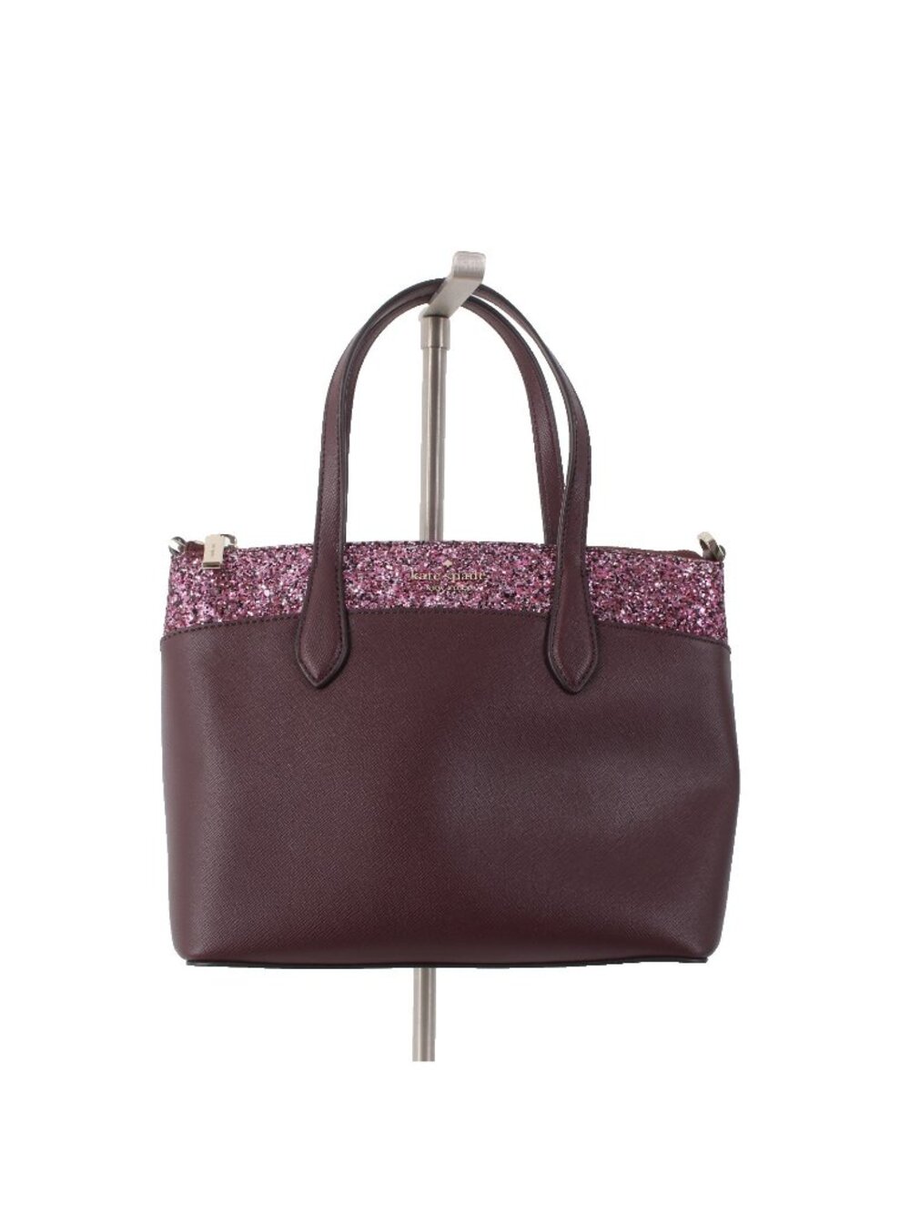 Kate Spade Purse 7 x 10 x 4 Purple Glitter Two Handle Inner Pocket Leather Purse
